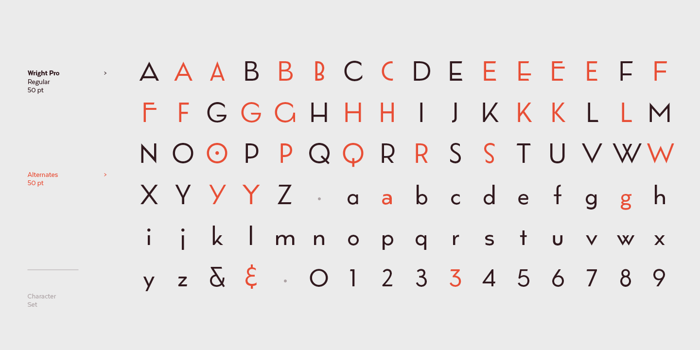 Wright Pro Light Font preview